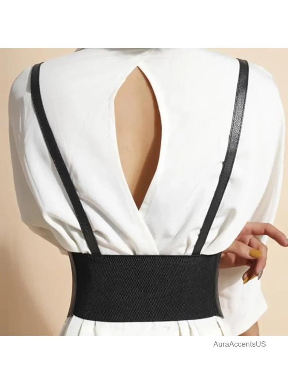 Faux Leather Wide Elastic Underbust Corset Belt Steampunk Waist Cincher